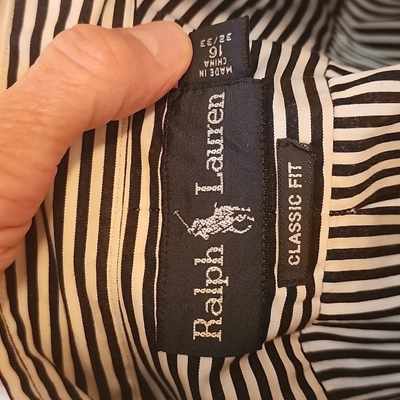 Ralph Lauren Classic Fit Long Sleeved Striped Shirt Blue White 16-32/33 - Picture 9 of 14